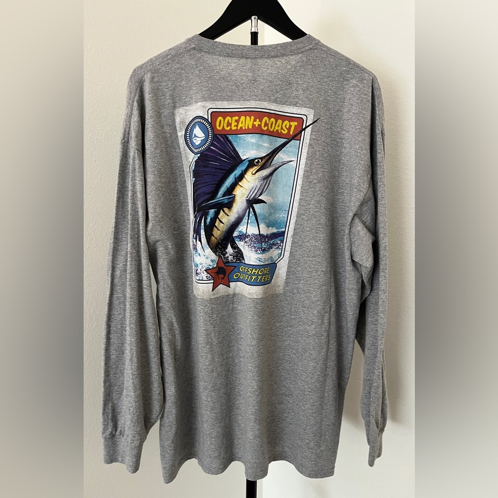 Ocean + Coast Fishing Shirt 🎣 2XL | Long Sleeve Graphic Tee | Dad Gift